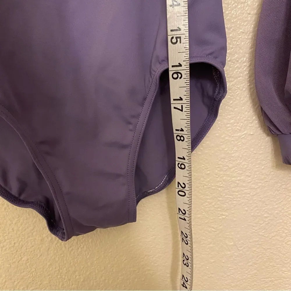 Weissman Balera Dance costume purple Long poet Sleeve Bow Tie Leotard MT11449 MC
